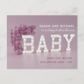 Carte postale Faire-part de grossesse rose bébé (Devant)