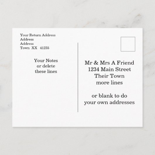 Carte Postale Faire-part de la Suite Mariage Peony Bleu sur Noce (Dos)