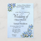Carte Postale Faire-part de la Suite Mariage Peony Bleu sur Noce (Devant)