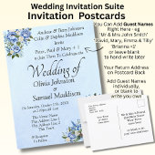 Carte Postale Faire-part de la Suite Mariage Peony Bleu sur Noce