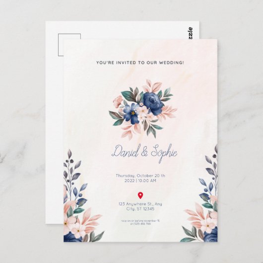 Carte Postale faire-part de mariage (Devant / Derrière)