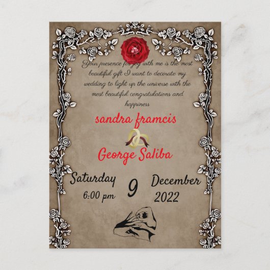 Carte Postale faire-part de mariage (Devant)