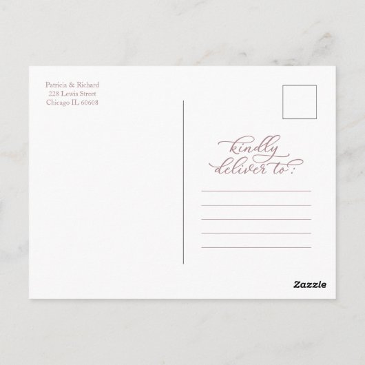 Carte Postale Faire-part de mariage à calligraphie élégante en o (Dos)