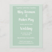 Carte Postale Faire-part de mariage à deux tons vert profond (Devant)