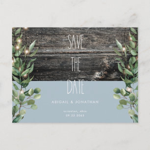 Carte Postale Faire-part de mariage à feuilles de bleu givré rus