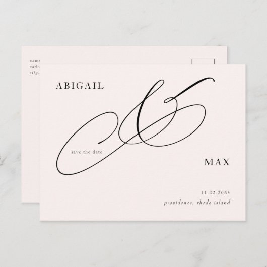 Carte Postale Faire-part de mariage à jamais Rose (Devant / Derrière)