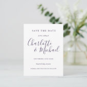 Carte Postale Faire-part de mariage à l'écriture violette (Debout devant)