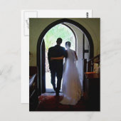 Carte Postale Faire-Part de Mariage à l'Église de Jeunes Mariés (Devant / Derrière)