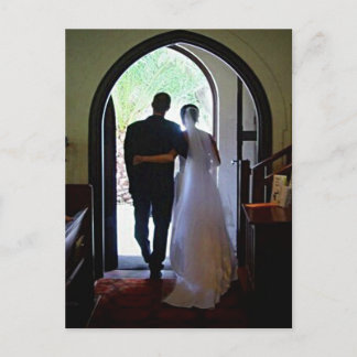 Carte Postale Faire-Part de Mariage à l'Église de Jeunes Mariés