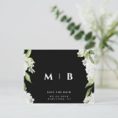 Carte Postale Faire-part de mariage à monogramme B/N Fleur Blanc (Debout devant)