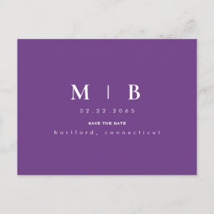 Carte Postale Faire-part de mariage à monogramme lavande