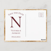 Carte Postale Faire-part de mariage à motif floral Monogramme de (Dos)