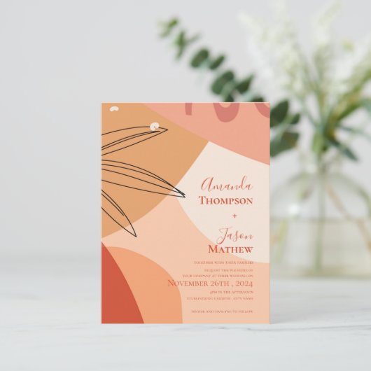 Carte Postale Faire-part de mariage Abstrait en terre cuite dess (Debout devant)