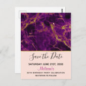 Carte Postale Faire-part de mariage abstrait moderne violet et o (Devant / Derrière)