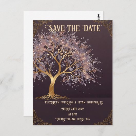 Carte Postale Faire-part de mariage Arbre de Vie (Devant / Derrière)