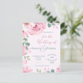 Carte Postale Faire-part de mariage aux florales élégantes rose (Debout devant)