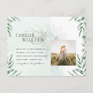 Carte Postale Faire-part de mariage avec code QR PHOTO de verdur