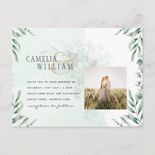 Carte Postale Faire-part de mariage avec code QR PHOTO de verdur (Devant)