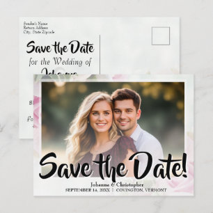 Carte Postale Faire-part de mariage avec photo de roses roses él