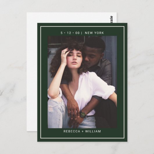 Carte Postale Faire-part de mariage avec photo élégante "Save th (Devant / Derrière)