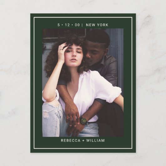 Carte Postale Faire-part de mariage avec photo élégante "Save th (Devant)