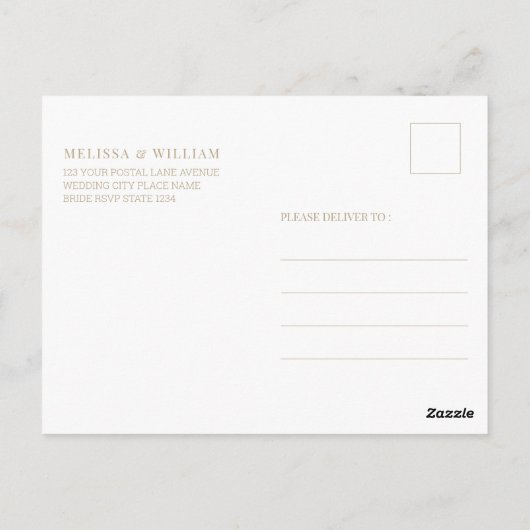 Carte Postale Faire-part de mariage blanc Monogramme moderne (Dos)