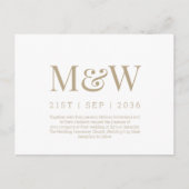 Carte Postale Faire-part de mariage blanc Monogramme moderne (Devant)