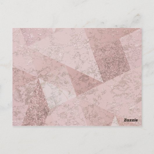 Carte Postale Faire-part de mariage bleu marbre or Rose simple (Dos)