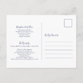 Carte postale Faire-part de mariage bleu marine à  (Dos)