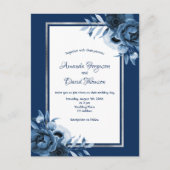 Carte Postale Faire-part de mariage bleu marine bleu argent blan (Devant)