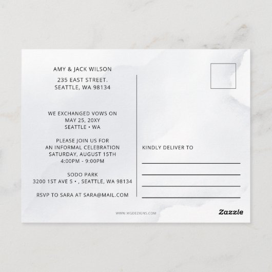 Carte Postale Faire-part de Mariage bleu roux (Dos)