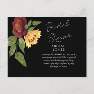 Carte Postale Faire-part de mariage Bold Sunflower noir