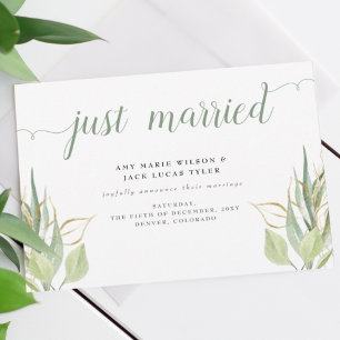 Carte Postale Faire part de mariage botanique aéré vert rustique