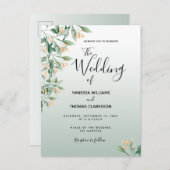 Carte Postale Faire-part de mariage botanique doré vert Sage (Devant / Derrière)