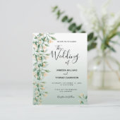 Carte Postale Faire-part de mariage botanique doré vert Sage (Debout devant)