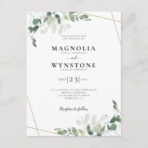 Carte postale Faire-part de mariage Botanique Euca