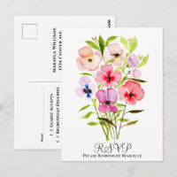 Faire-part de mariage bouquet floral aquarelle col