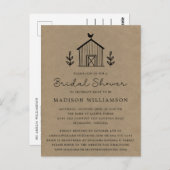 Carte Postale Faire-part de mariage champêtre kraft avec motif f (Devant / Derrière)