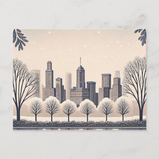 Carte Postale Faire-part de mariage City Skyline Sage Green