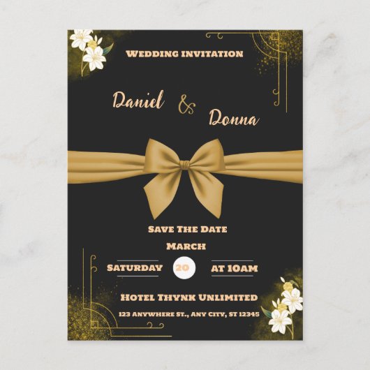 CARTE POSTALE FAIRE-PART DE MARIAGE CLASSIQUE (Devant)