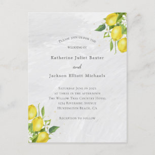 Carte Postale Faire-part de mariage de code QR citrons budgétair