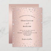 Carte Postale faire-part de mariage de diamants brun or rose (Devant / Derrière)