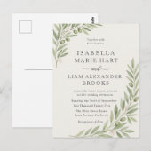 Carte Postale Faire-part de mariage de la branche d'olive - Vert (Devant / Derrière)