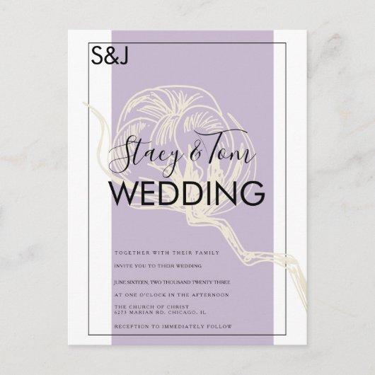 Carte Postale Faire-part de mariage de lavande Plante en coton b (Devant)