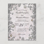 Carte Postale Faire-part de mariage de Noël magique en argent d' (Devant)