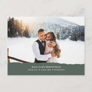 Carte Postale Faire-part de mariage de Noël mariés papier déchir