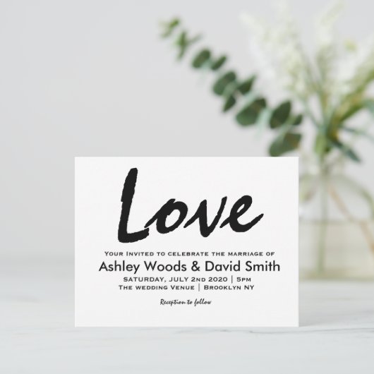 Carte postale Faire-part de mariage de script mode (Debout devant)