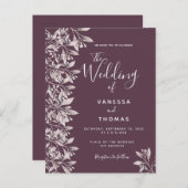 Carte Postale Faire-part de mariage de script rose botanique de  (Devant / Derrière)