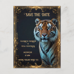 Carte Postale Faire-part de mariage de tigre en noir