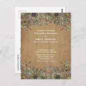 Carte Postale Faire-part de mariage de tournesol rustique avec R (Devant / Derrière)